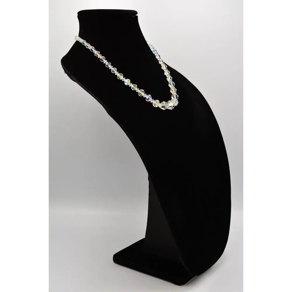 Laguna Vintage Crystal Necklace AB Aurora Borealis Beaded Sparkling Signed BinM
